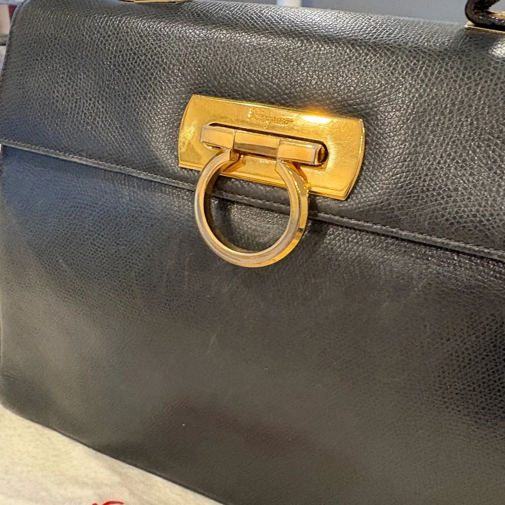 Salvatore Ferragamo Leather Top-Handle Satchel with Gold Hardware - Picture 5 of 6